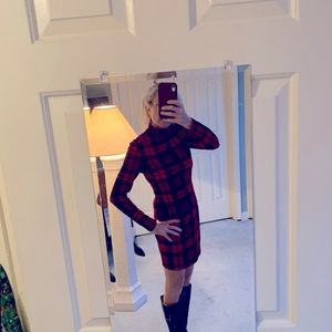 Shein red and black plaid mini-dress size MD